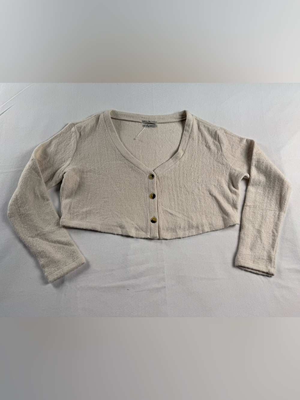Urban Outfitters Cream Cropped Button-Front Top